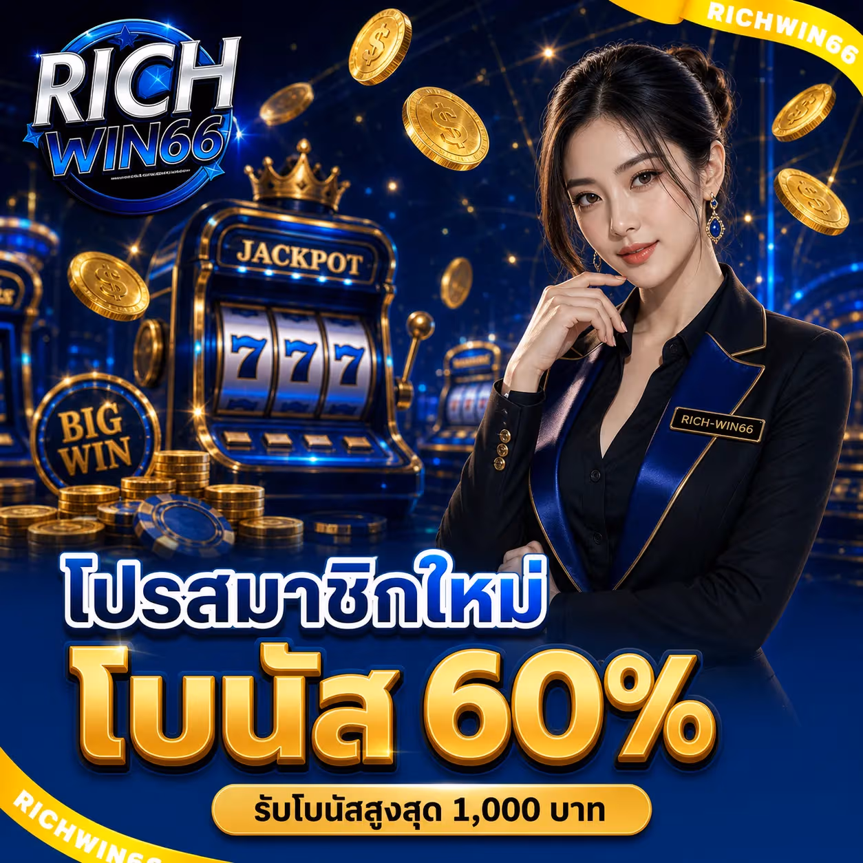โปรสมาชิกใหม่ 60% รับสูงสุด 1000